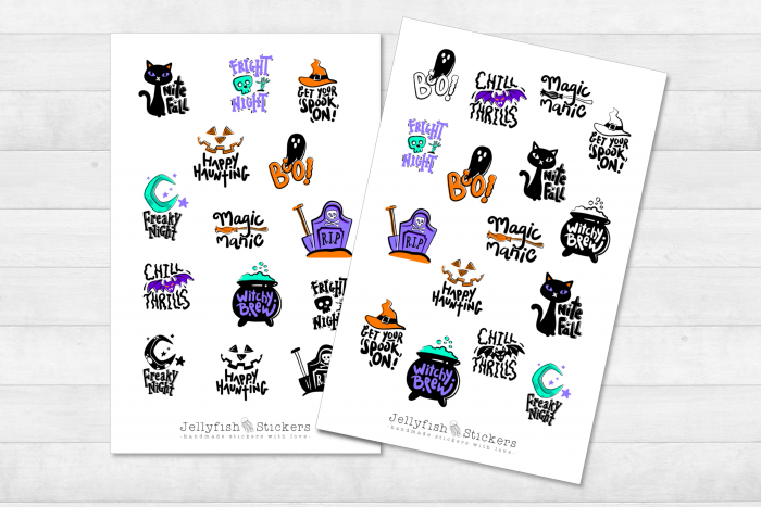 Halloween Sprüche Sticker Set